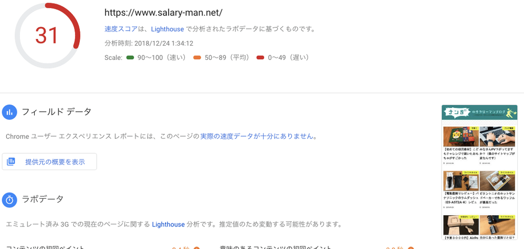 スピード測定の結果